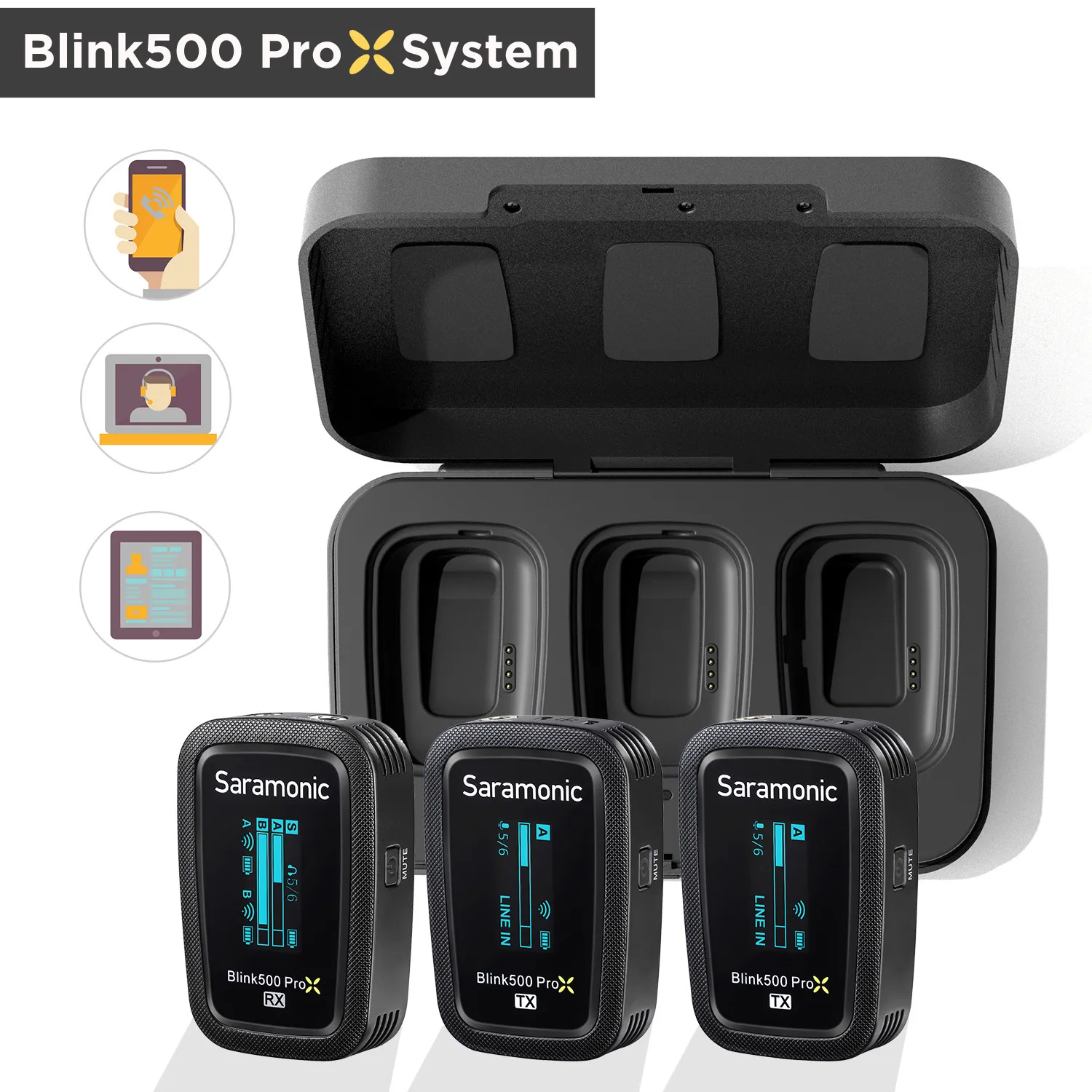 

Blink500 ProX Wireless Lavalier Lapel Microphone Live Interview Camera Mobile Phone Recording for iPhone TypeC with Charging Box