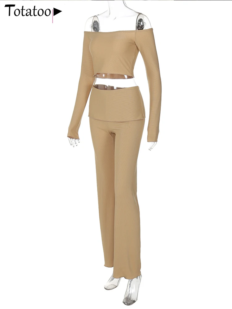 Женский спортивный костюм из двух предметов Totatop укороченные и расклешенные