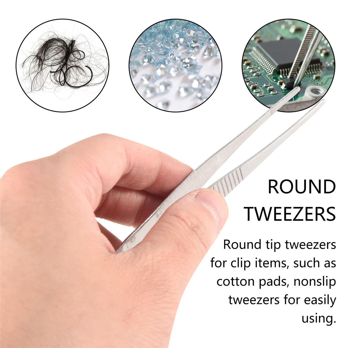 Пинцет с круглым кончиком из нержавеющей стали серебристого цвета длиной 5 дюйма