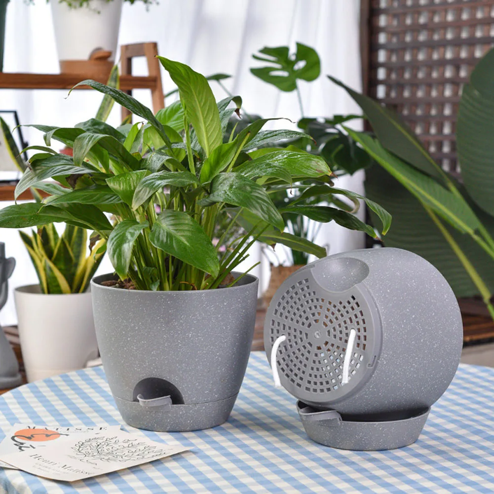 

Water-free Flower Pot Detachable Side Watering Plastic Flower Pot Self Watering Indoor Golden Small Plant Pot Azy Self-watering