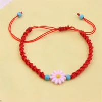 zfsilver charms handmade shell flower knots braided bracelet adjustable rope red for women fine girl jewelry lover lovely gifts
