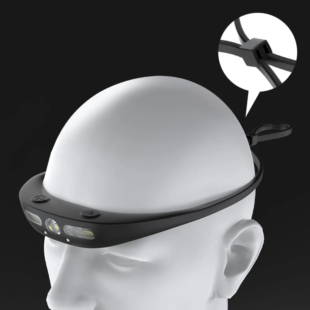 

Налобный фонарь для бега, волнистый индукционный налобный фонарь, COB 5 режимов, датчик движения, силиконовый дизайн для пеших прогулок, езды на велосипеде, приключений