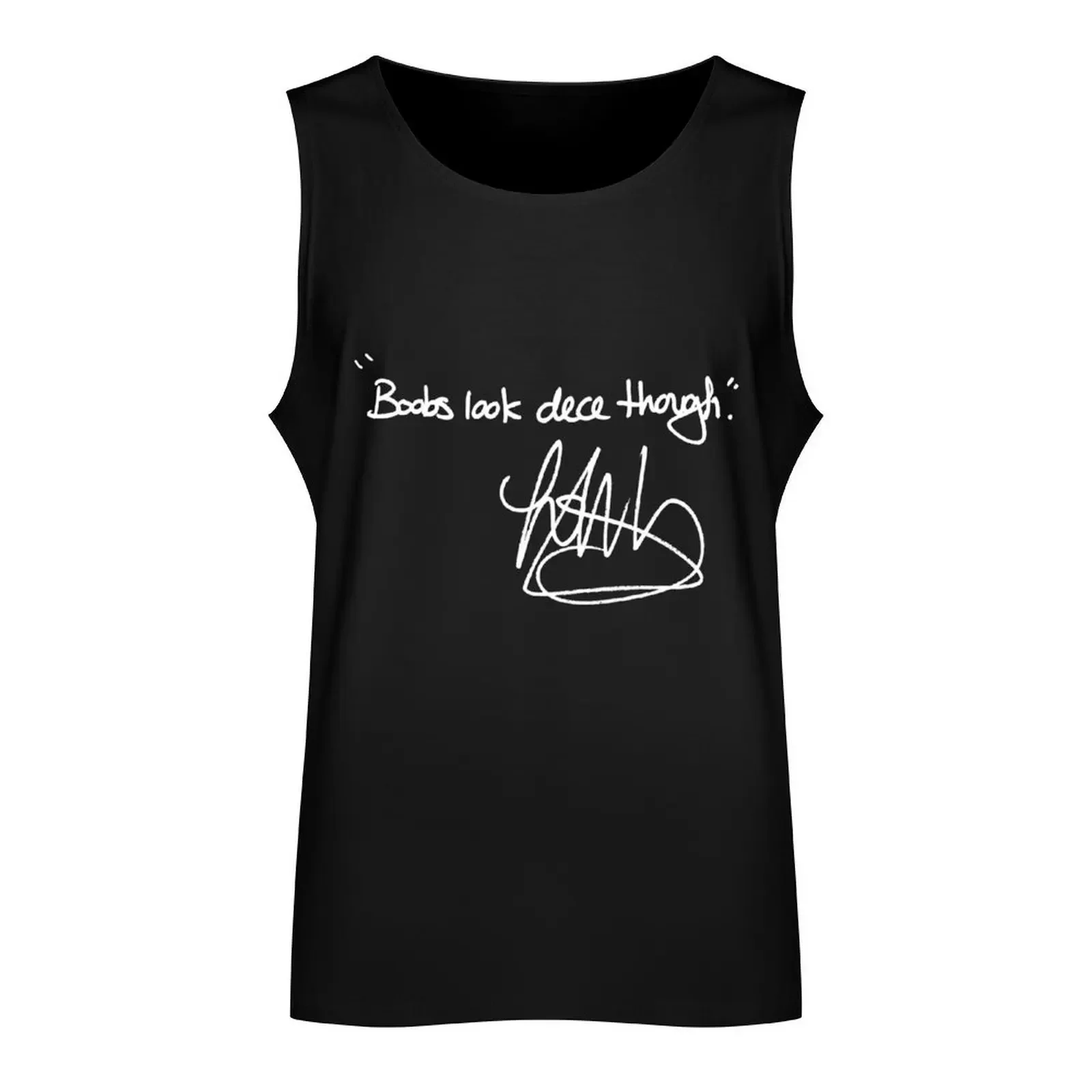 Boobs Look Dece Though (белый текст) Майка летняя одежда мужские хлопковые футболки 2024