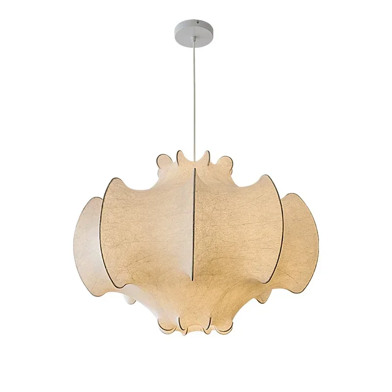Фото Nordic Creative Silk Wabi-Sabi Wind Led E27 Pendant Lights Living Dining Room Bedroom Home Decor Chandelier Hanging Lamp Fixture №5
