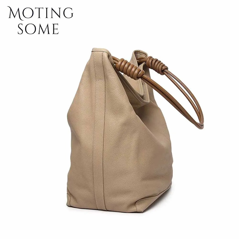 Motingsome минимализм 100% женская сумка из воловьей кожи вместительная сумка-мешок