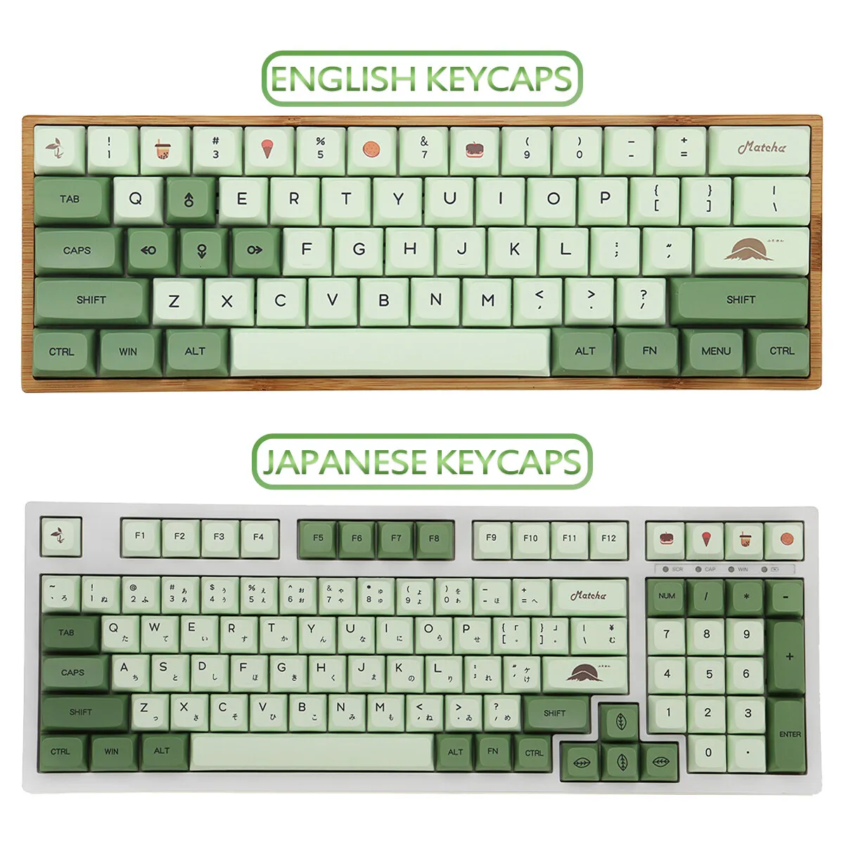 

124 Keys Keycaps XDA Profile PBT Matcha Theme Keycaps for Mechanical Keyboard MX Switch