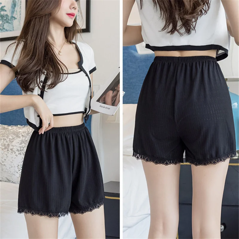 Summer NEW Loose Ice Silk Safety Pants Women's Large Size Anti-glare Thin Bottoming Shorts High Waist Breathable Leggings