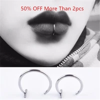trendy new medical titanium punk clip on fake piercing body nose lip rings unisex nose ring women septum piercing jewelry