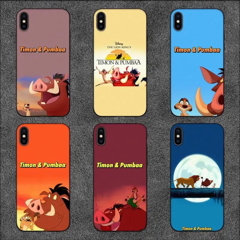 

Disney Timon & Pumbaa Phone Case For iPhone 11 12 Mini 13 14 Pro XS Max X 8 7 6s Plus 5 SE XR Shell