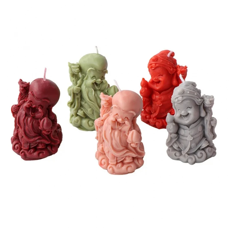 

DIY Cute Cartoon Fortune God Candle Silicone Mold 3D Auspicious Statue Candle Craft Wax Mould Home Decor Crafts Gift