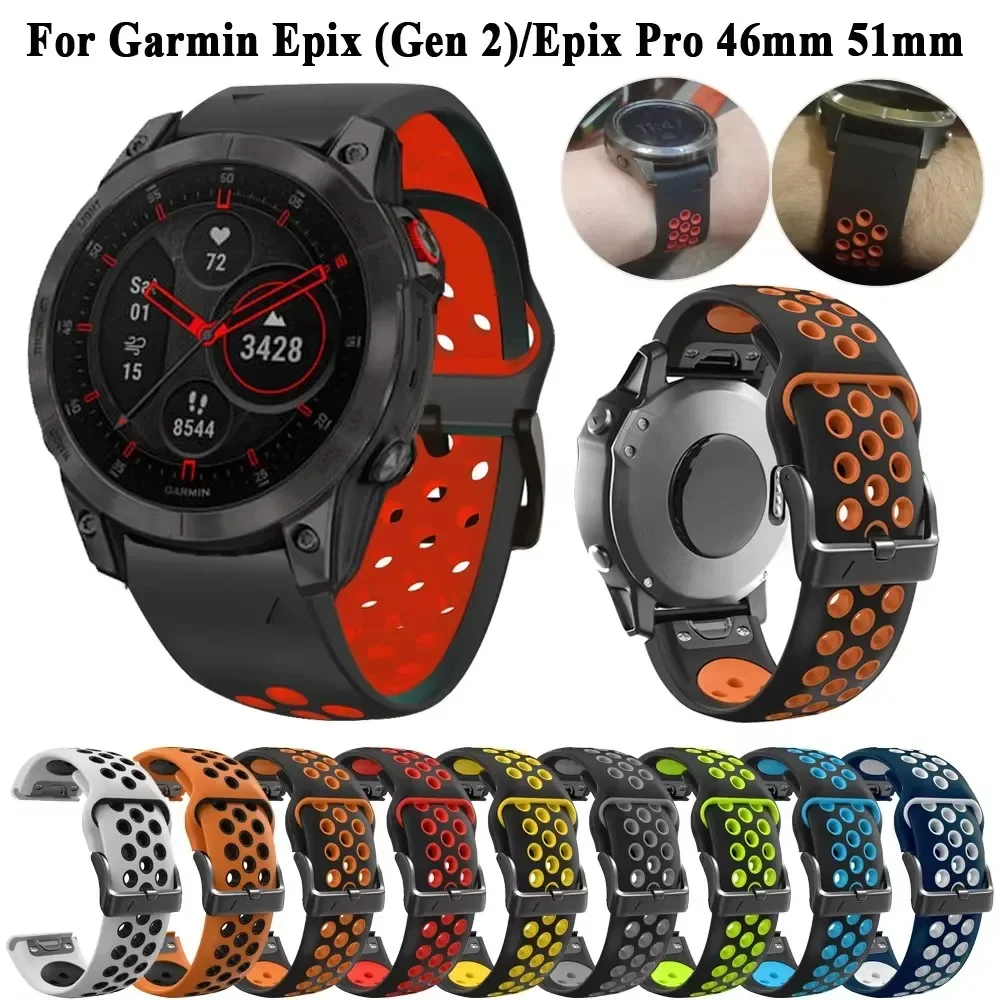 Силиконовый спортивный ремешок для часов QuickFit Garmin Fenix E 8 47 мм 51 7 7X 6 6X 5 5X Plus/Epix Pro Gen