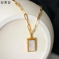 trendy jewelry white square resin pendant necklace popular style one layer brass metal chain necklace for women party gifts