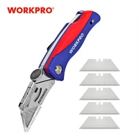 workpro folding knife utility knife with 5 blades multifunction folding knife portable pocket knife paper cutter diy hand tools