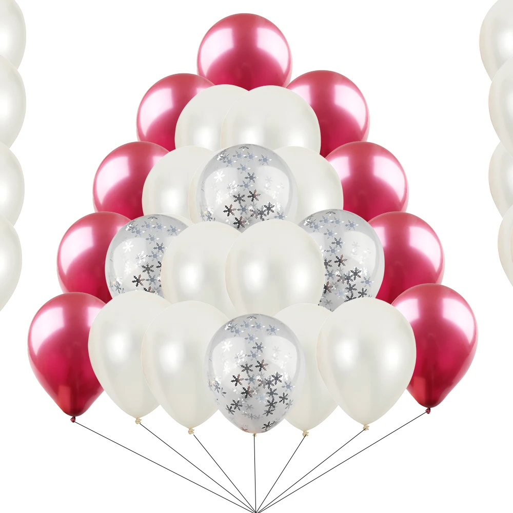 

12 inches 20 pcs Red White Snowflake Sequin Latex Balloons Christmas Tree Decoration Birthday Wedding Party Atmosphere Accessori