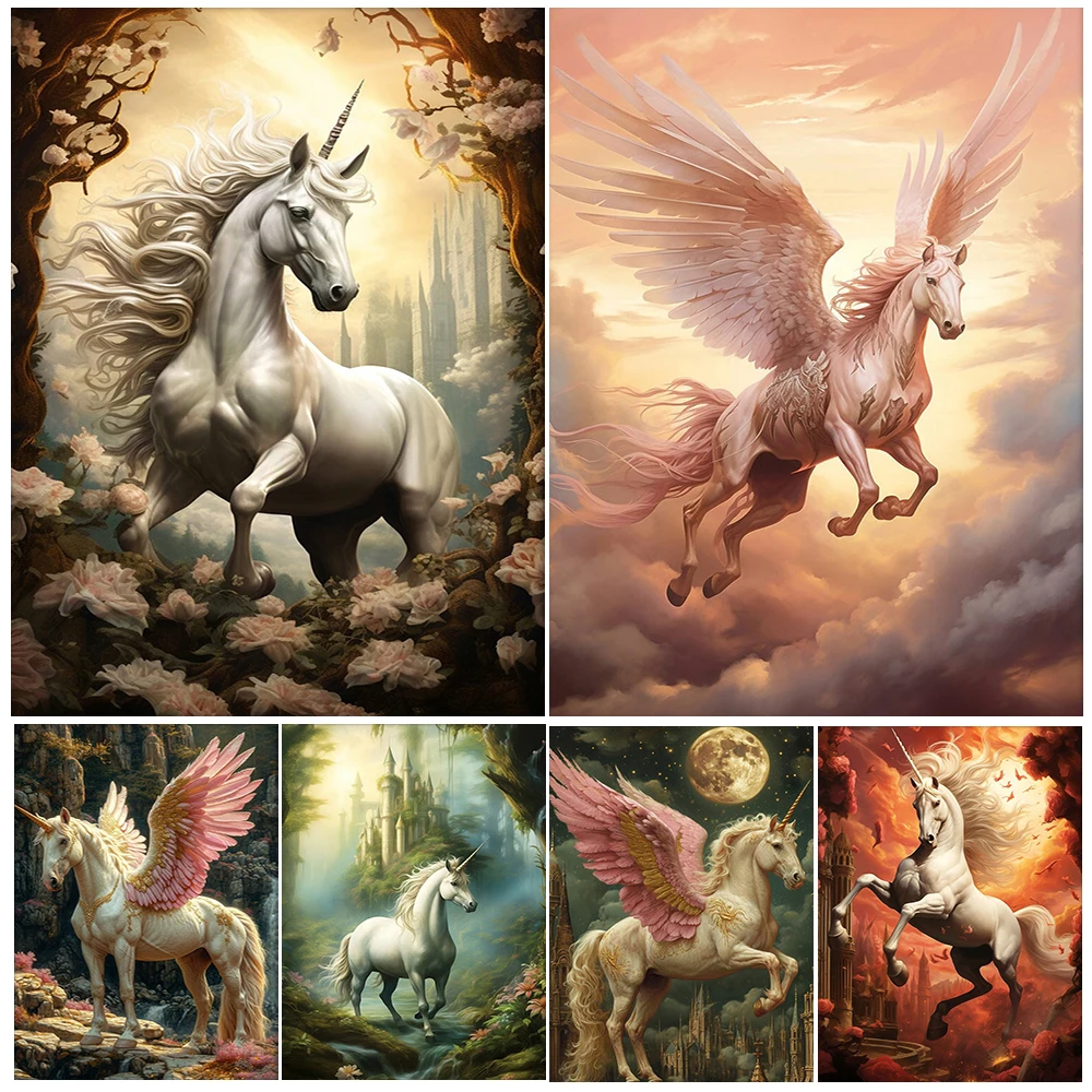 Фольклорная сказка Pegasus абстрактная настенная Картина на холсте единорог Whimsigoth