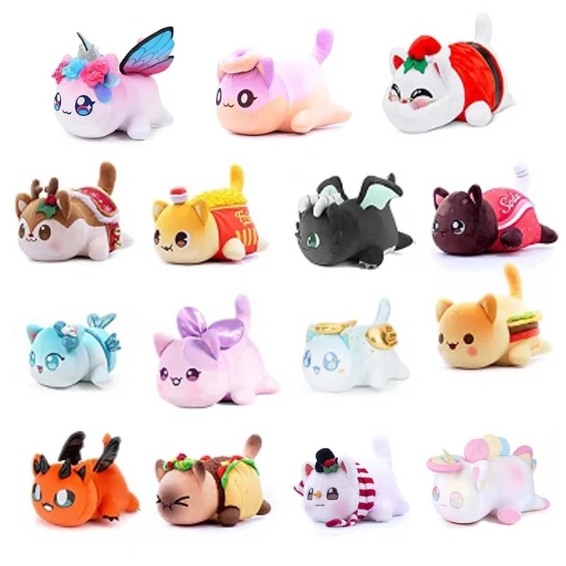 

2022 New 25CM Meows Aphmau Plush Dolls Coke French Fries Sandwiches Burgers Bread Food Cat Plushie Sleeping Pillow Kids Gifts