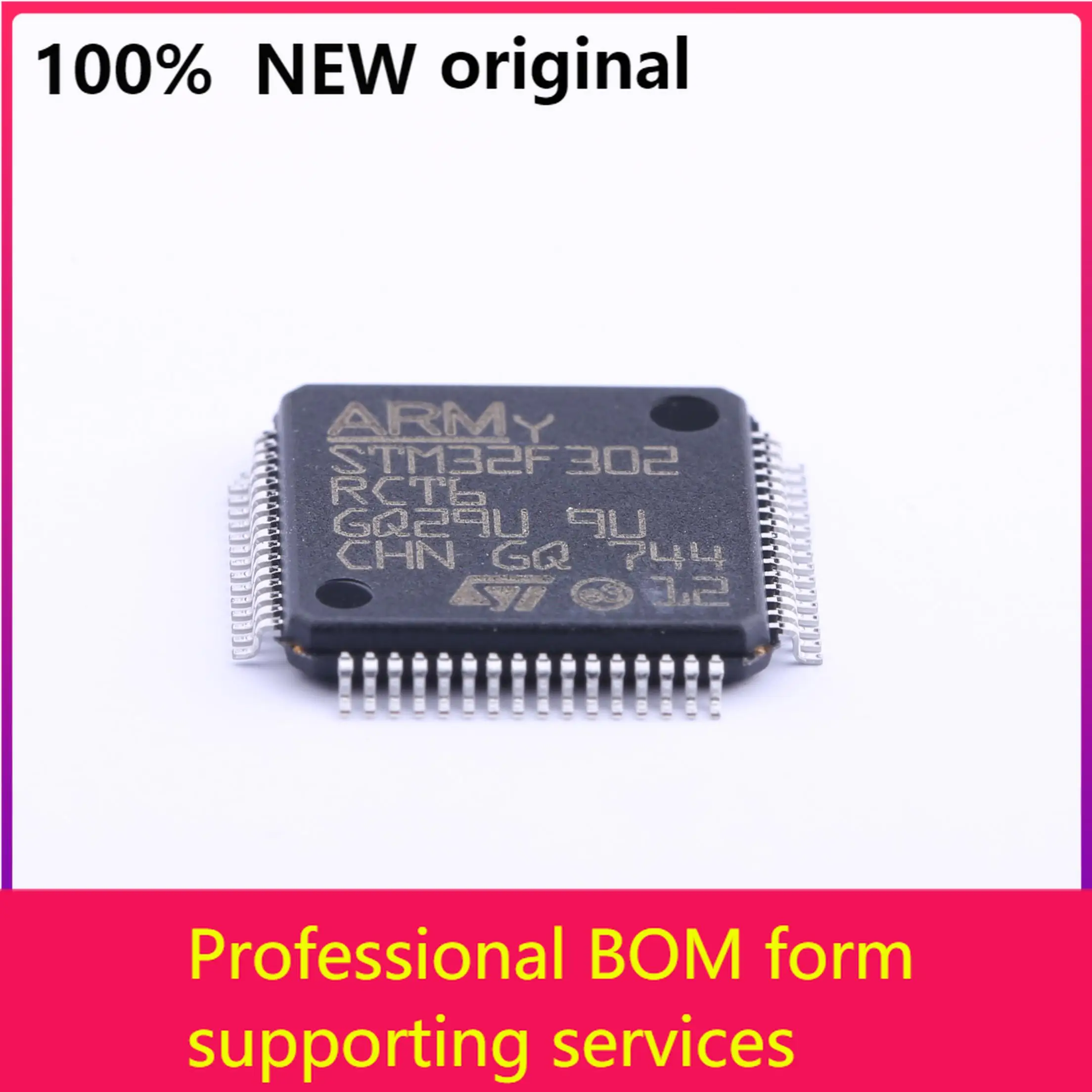 

MCU 32-bit STM32F ARM Cortex M4 RISC 256KB Flash 2.5V/3.3V 64-Pin LQFP Tray - Trays STM32F302RCT6 100% original