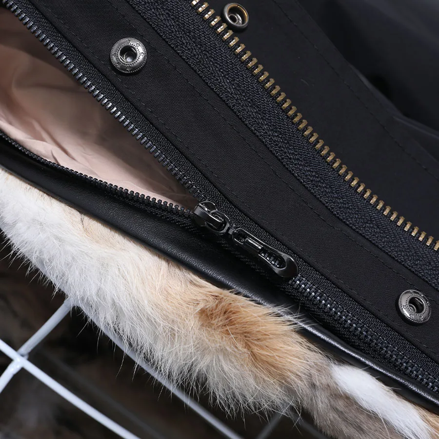 2022 Waterproof Parka Real Rabbit Fur Coat Natural Fox Raccoon Big Fur Collar Hood Winter Jacket Women Removable Short