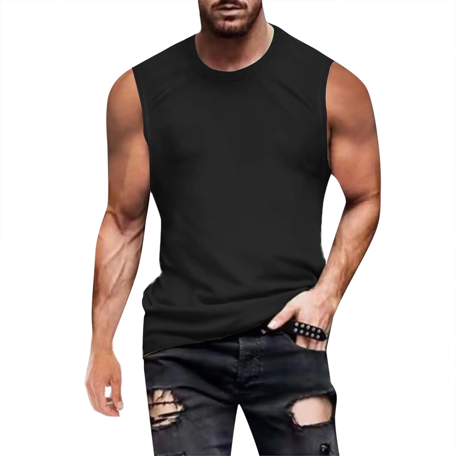 

Mens Soild Colour Tank Tops Streetwear Sports Fitness Muscle Solid Sleeveless Shirt gym hombre men's clothing bodybuilding Vest
