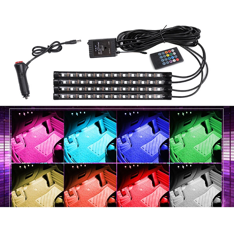 

Автомобильный светодиодный RGB атмосферный светильник, декоративная ножная лампа с музыкальным управлением для автомобиля