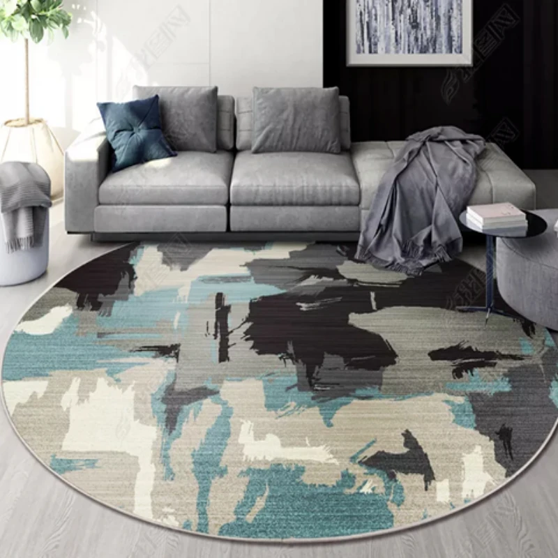 

Abstract Style Round Living Room Coffee Table Non-Slip Floor Mat Hanging Basket Computer Table Floor Mat Bedroom Carpet