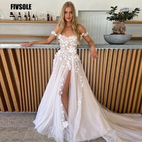 fivsole vintage beach glitter tulle wedding dress for women sexy lace appliques short sleeve bridal gowns corset robe de mari%c3%a9e