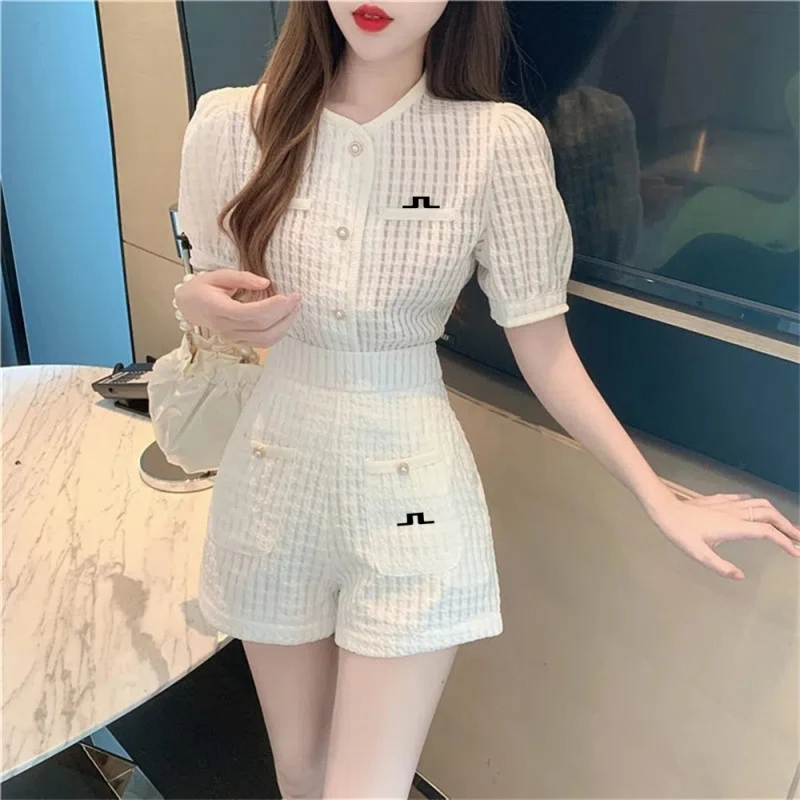 

2023 Golf Suit Women's Golf Wear Summer 2 piece Set Malbon Golf Skirt Golf Shorts Tennis Horse T shirt Women's Golf Clothing