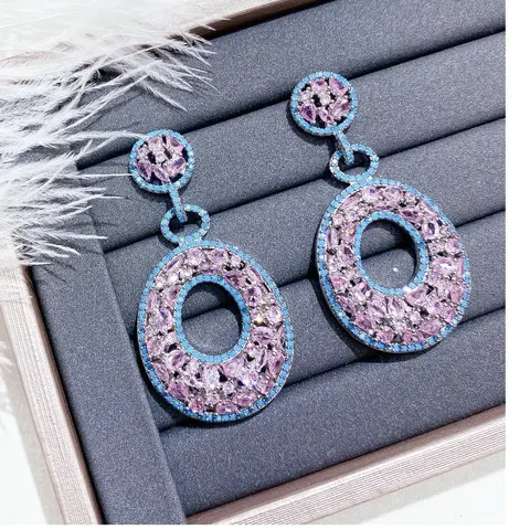 Bilincolor модные желтые овальные серьги с кубическим цирконием для женщин