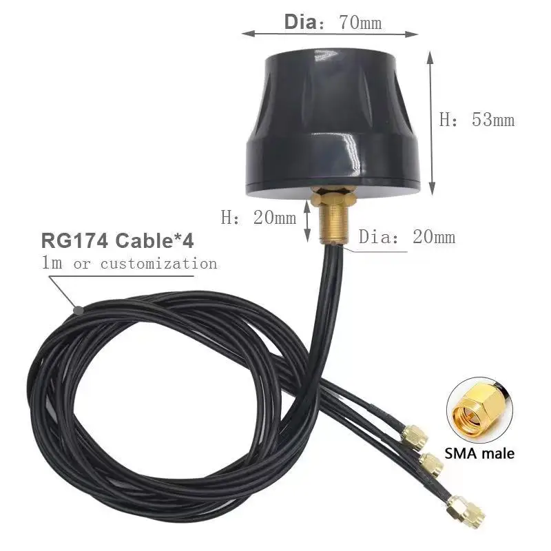 5G Full Band Antenna Outdoor Mimo Signal Amplifier 4 Port Omni Antenna 8dBi Booster SMA Male for Wireless Base DTU Cabinet IOT