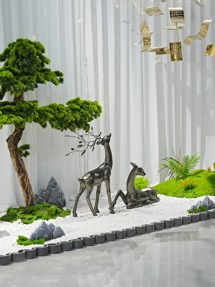 Крытый сухой пейзаж микро украшение отель пятнистый олень набор орнаментов