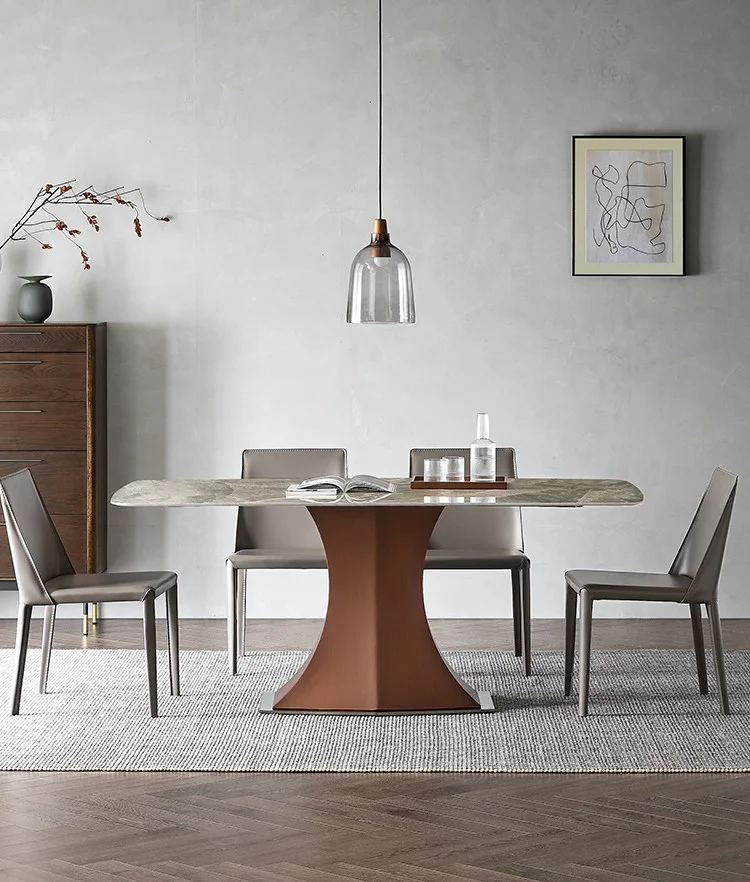 

Italian rock plate dining table and chair combination dining table modern simple small house type extremely simple light luxury