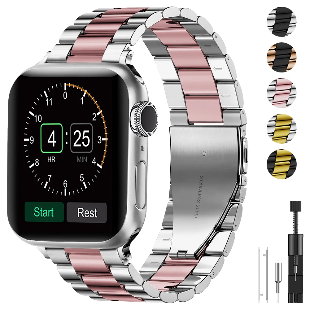 

Metal Strap For Apple Watch Band 44mm 42mm 40mm 38mm 41 45mm Stainless Steel Bracelet for iWatch 7 6 SE 5 4 3 Series Accessories
