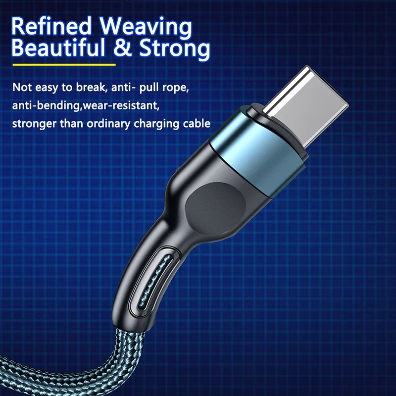 

Fast Charging Braided Data Cable Portable 5a Data Transfer Usb C Cable High Speed Mobile Phone Charging Cable For Huawei