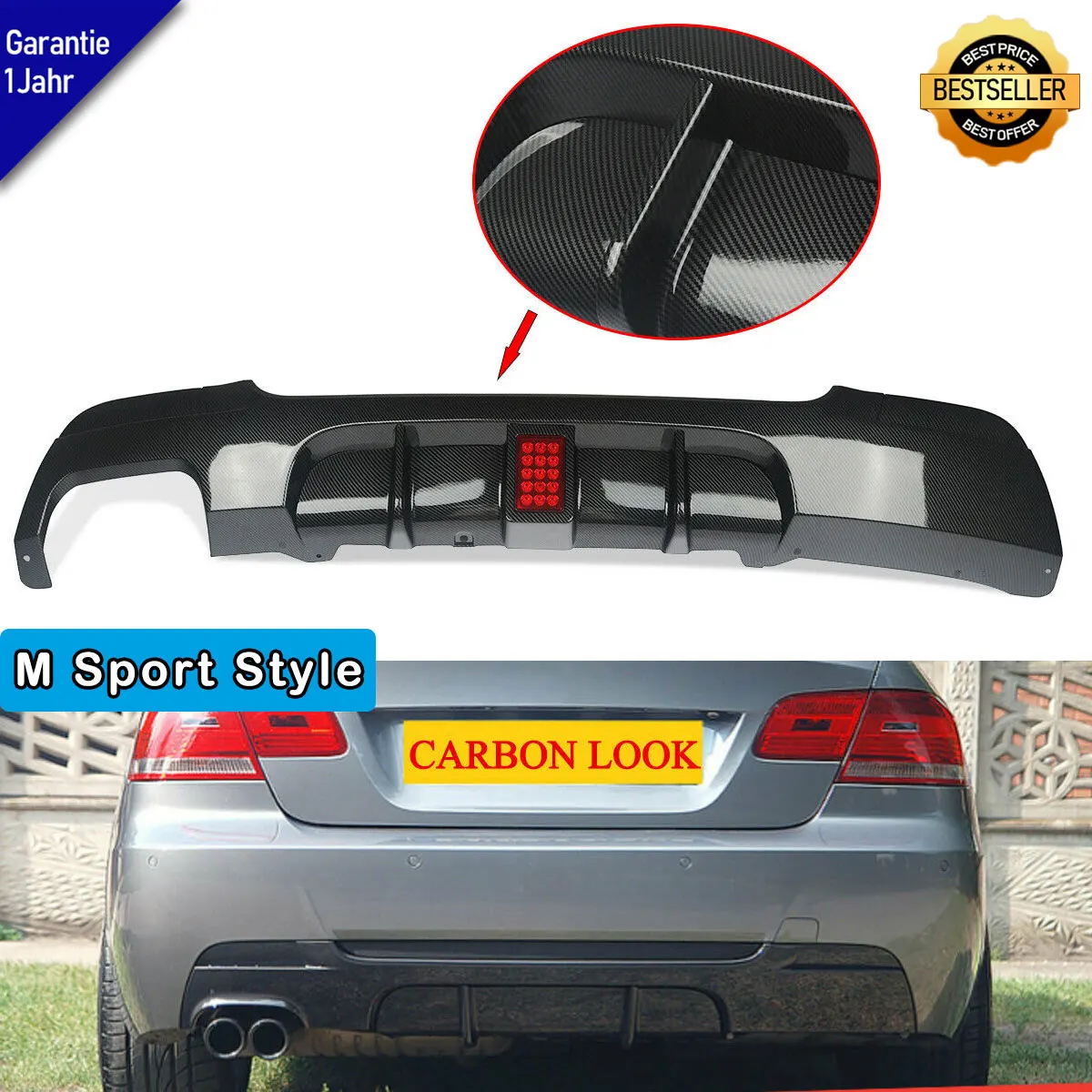 

Диффузор для заднего бампера MagicKit, подходит для BMW 3 серии E92 E93 325i M3 2007-2013 Carbon Look