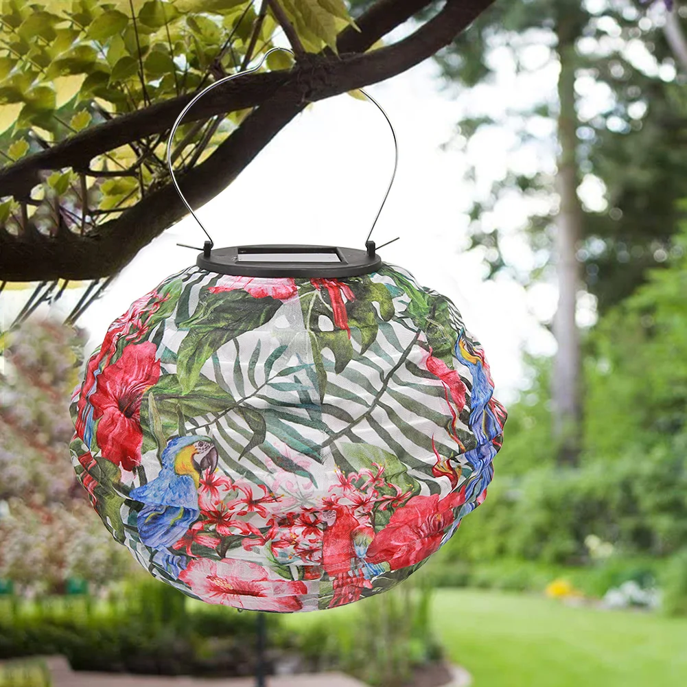 

Outdoor Decorative Walkway Landscape Solar Light Lantern LED Painted Pattern Light Outdoor Hanging Ball Nylon Lights