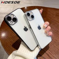 for iphone 13 pro max 12 11 pro xs max xr x 8 7 plus plating color bumper clear tpu case shockproof camera protection soft cover