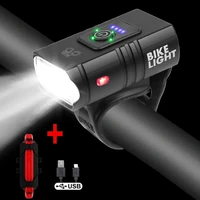 t6 led bicycle light mountain bike front rear tail light usb rechargeable waterproof bicycle light riding safety warning light