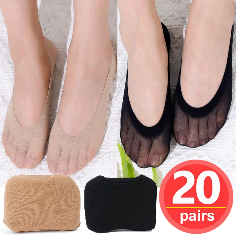 10/20Pairs Women Sock Slippers Invisible Socks Women Footsies Shoe No Show Socks for Women Girls Summer Anti- Slip Boat Socks