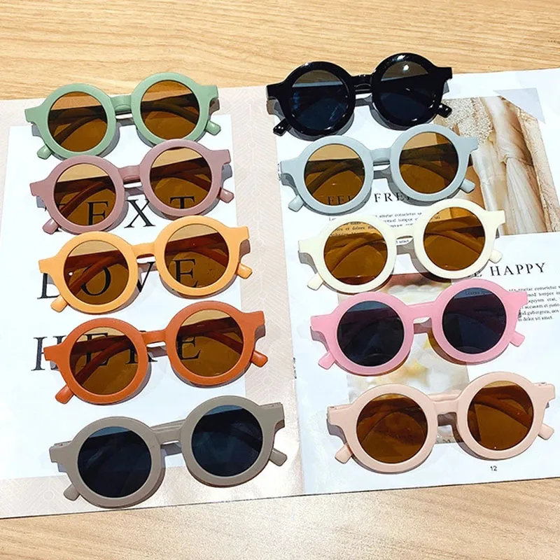 

Children's Sunglasses Korean Retro solid round frame small face Sunglasses Ultraviolet-proof Convenience Glasses Eyeglass Kids