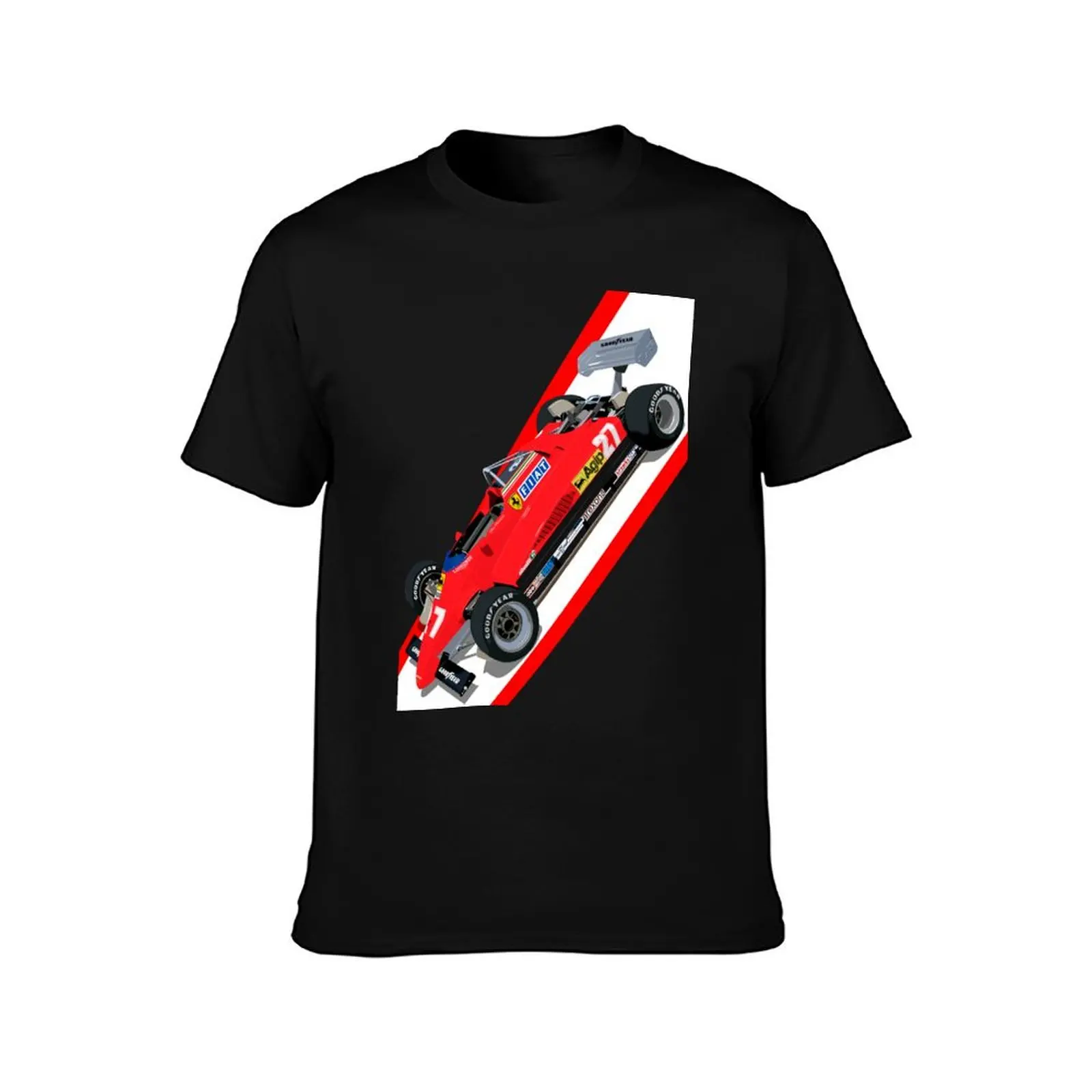 Scuderia 126C2 футболка Gilles Villeneuve черные спортивные фанаты мужская одежда винтажная