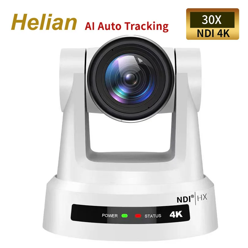 

Helian Amazing NDI HX POE 4K 30X AI auto Tracking sdi+hd mi+lan+usb3.0 Broadcast PTZ Stream Camera vMix for Church