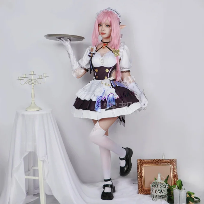 Elysia Honkai Impact 3rd Косплей Наряд Горничной Игра Аниме Мисс Розовый Эльф Платье Обувь