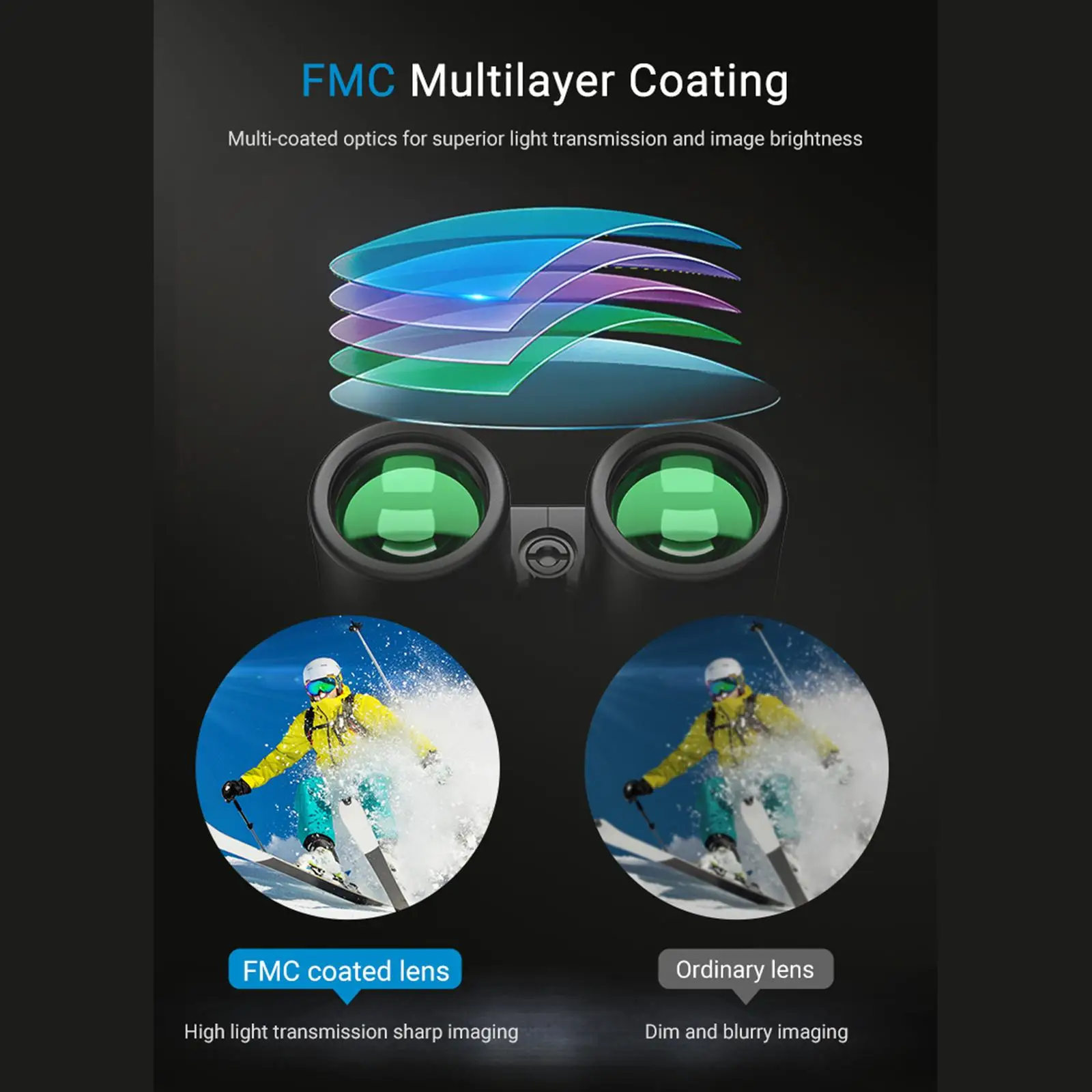 

Durable Fixed Focus Binocular HD Telescope Sport Astronomy 9 Roof