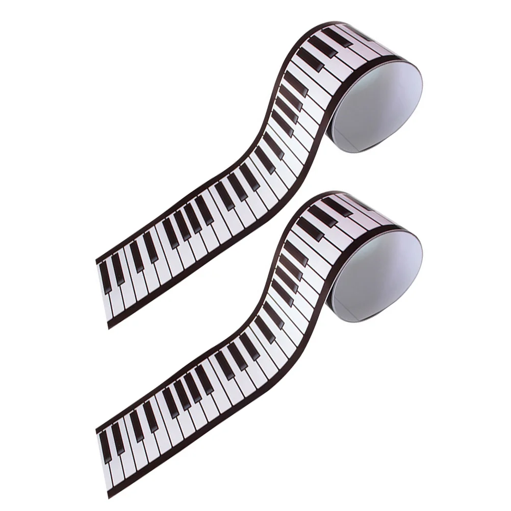 

2 Rolls Skirting Line Piano Keyboard Stickers Keyboard Pattern Wall Adhesive Decals