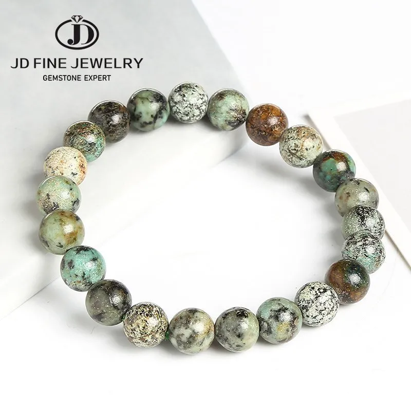 

JD Natural Stone African Turquoises Beads Bracelet Women Men Bohe Colorful Energy Yoga Meditation Strand Bangles Friendship Gift