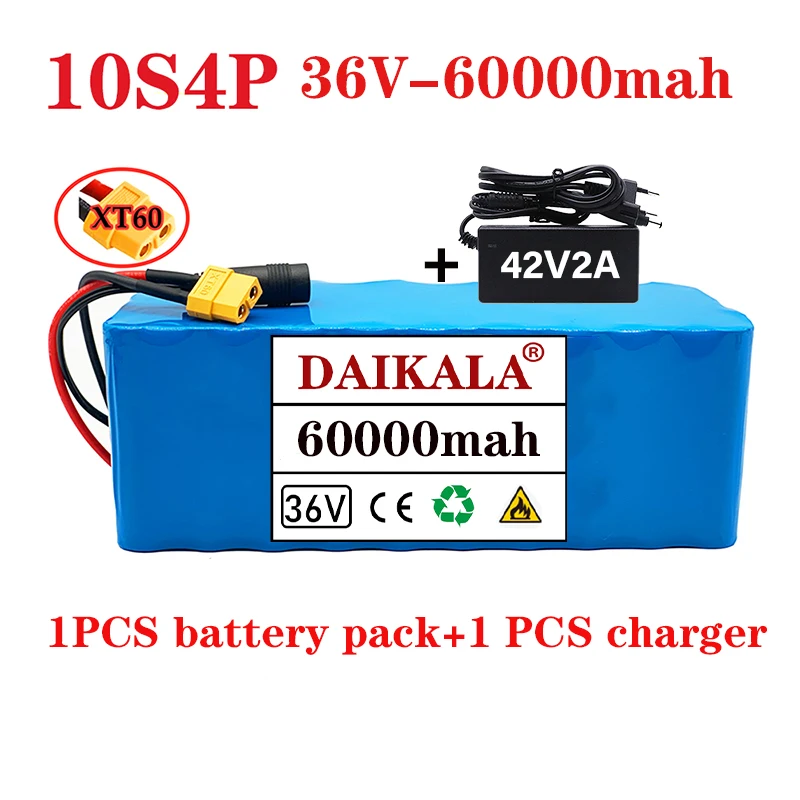 

2023 New Daikala 36V Battery 10S4P 36V 200Ah Battery 2000W High Power Battery 200000mAh Ebike Electric Bicycle+Charger BMS