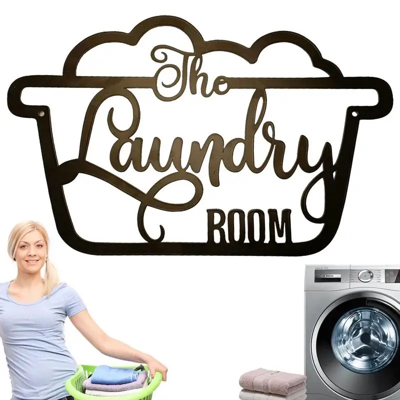

Laundry Room Metal Wall Decor Black Handwritten Font Backdrop Decoration Farmhouse Bathroom Wash Room Signs Hanging Decor Gift