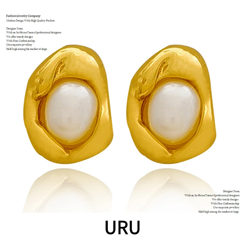 

Trendy Jewelry Simulated Pearl Earrings 925 Simply Design Cute Style High Quality Copper Metal Stud Earrings For Women Gift