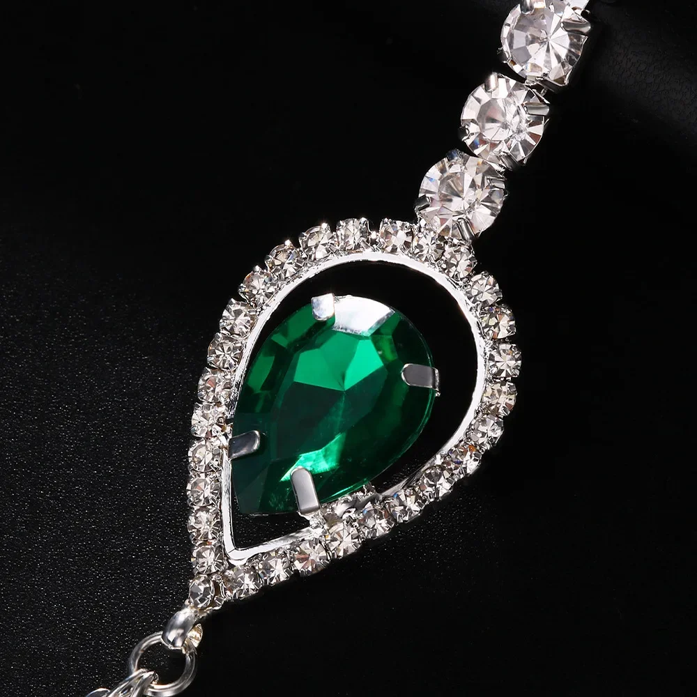 Модная зеленая цепочка для тела с кристаллами геометрический узор медь стразы