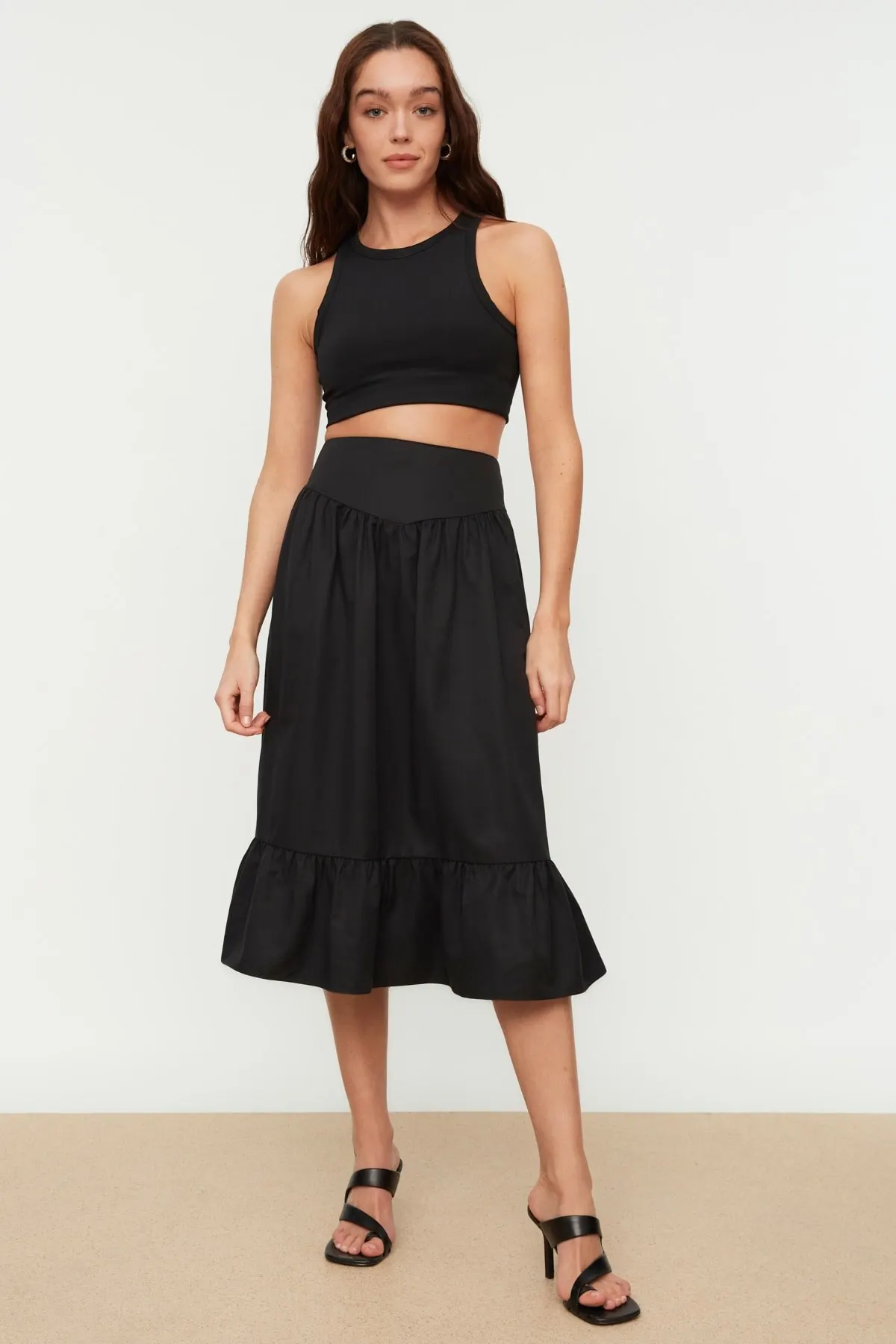 

Women's Skirt Black Ruffle Skirt Elegant Fashion Summer Summer Spring Casual Stretch Comfortable Sexy Mini Midi Maxi Skirts